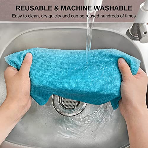 SetSail Microfiber Towel, 12 Pack Reusable and Washable Microfiber Cleaning Cloth Highly Absorbent Lint-Free Dish Towels for Kitchen, Bathroom, House, 11.8" x 11.8"(Red/Blue)