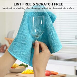 SetSail Microfiber Towel, 12 Pack Reusable and Washable Microfiber Cleaning Cloth Highly Absorbent Lint-Free Dish Towels for Kitchen, Bathroom, House, 11.8" x 11.8"(Red/Blue)