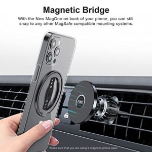 EWA The New MagOne (Upgrade) Compatible with MagSafe Phone Grip Stand with Silicone Finger Strap, Removable Magnetic Ring Holder Kickstand Loop, Only for iPhone 14, 13, 12 Pro/Max/Plus (Black)