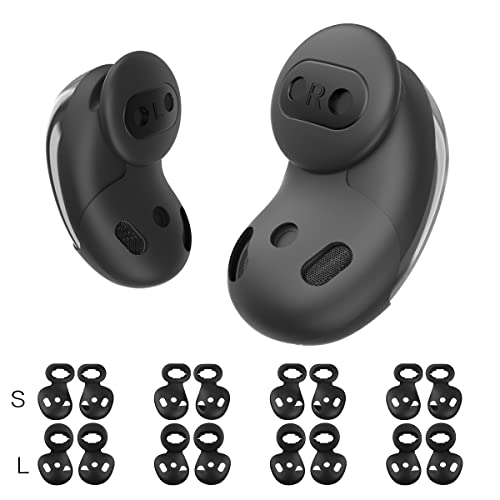 [8 Pairs] for Galaxy Buds Live Ear Tips, Anti-Slip Silicone Ear Tips Cover Compatible with Samsung Galaxy Buds Live Earbuds Cover Accessories Earbuds Wing Tips Replacement (Black) (2 Sizes - S/L)