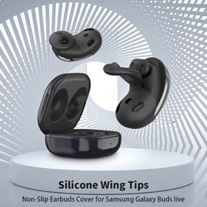 [8 Pairs] for Galaxy Buds Live Ear Tips, Anti-Slip Silicone Ear Tips Cover Compatible with Samsung Galaxy Buds Live Earbuds Cover Accessories Earbuds Wing Tips Replacement (Black) (2 Sizes - S/L)