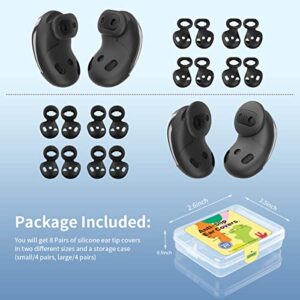 [8 Pairs] for Galaxy Buds Live Ear Tips, Anti-Slip Silicone Ear Tips Cover Compatible with Samsung Galaxy Buds Live Earbuds Cover Accessories Earbuds Wing Tips Replacement (Black) (2 Sizes - S/L)