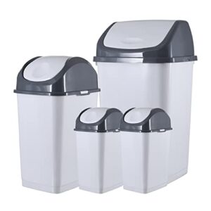 superio swing top trash can, waste bin for home, kitchen, office, bedroom, bathroom, ideal for large and small spaces - white smoke (4 pack- 2.5 gal, 9 gal, 13 gal)