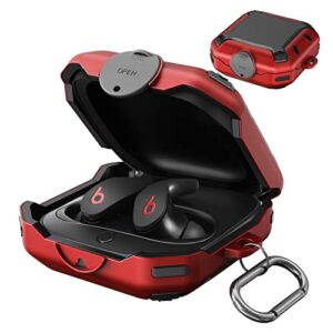 nuomijio case for beats fit pro 2021 with secure lock full body shock-absorbing anti-scratch hard shell protective cover compatible with beats fit pro with keychain (red)