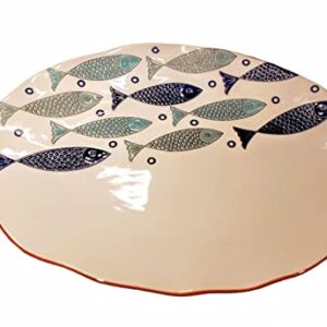 Coral Cove Ceramic Oval Fish Summer Platter - 12 x 9.5 inches - Tray for Serving Plate