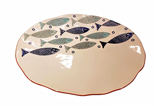 Coral Cove Ceramic Oval Fish Summer Platter - 12 x 9.5 inches - Tray for Serving Plate