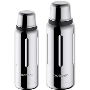 bobber - pack of 34 oz and 16 oz classic stainless steel vacuum insulated thermo flasks bottles with cup lid (glossy)