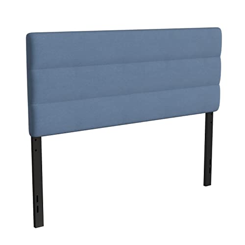 Flash Furniture Paxton Upholstered Headboard - Channel Stitched Blue Fabric Upholstery - Queen - Adjustable Height from 44.5" to 57.25" From Floor