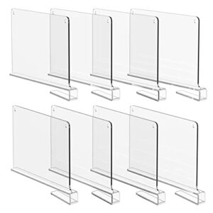 shelf dividers, acrylic divider closet organization, clear shelves separators, 8 pack, 11"x8", plastic, vertical shelving organizer, for closets, store, clothes, purse, sweater, with clip | houseables