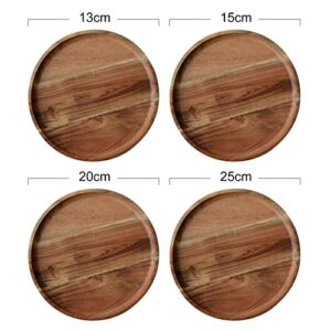 Wooden Party Plates,Snack Plate Round Shaped Space-saving Sandwich Bread Tea Tray Tableware Serving Trays For Fancy Appetizers or Desserts 1 L