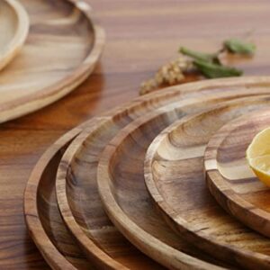 Wooden Party Plates,Snack Plate Round Shaped Space-saving Sandwich Bread Tea Tray Tableware Serving Trays For Fancy Appetizers or Desserts 1 L