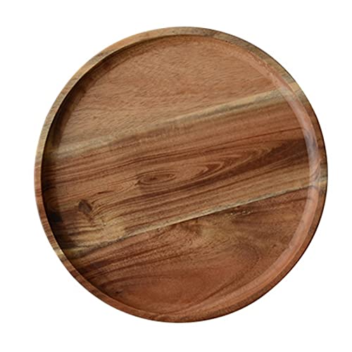 Wooden Party Plates,Snack Plate Round Shaped Space-saving Sandwich Bread Tea Tray Tableware Serving Trays For Fancy Appetizers or Desserts 1 L