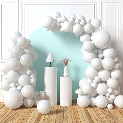 HOUSE OF PARTY White Balloons Garland Kit | Balloon Arch White Garland, 5/12/18 Inch Matte White Balloons for graduation party decorations 2023 Birthday, Wedding, Bridal Shower & Christmas Decorations