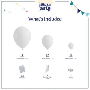 HOUSE OF PARTY White Balloons Garland Kit | Balloon Arch White Garland, 5/12/18 Inch Matte White Balloons for graduation party decorations 2023 Birthday, Wedding, Bridal Shower & Christmas Decorations