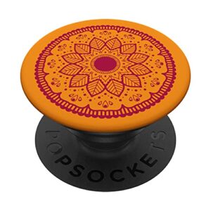 orange spice mandala for peace relaxation meditation focus popsockets swappable popgrip