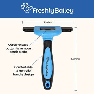 Freshly Bailey Deshedding Brush for Short Haired Dogs & Cats - Cat and Dog Brush for Shedding Short Hair - Highly Effective Deshedder Grooming Comb