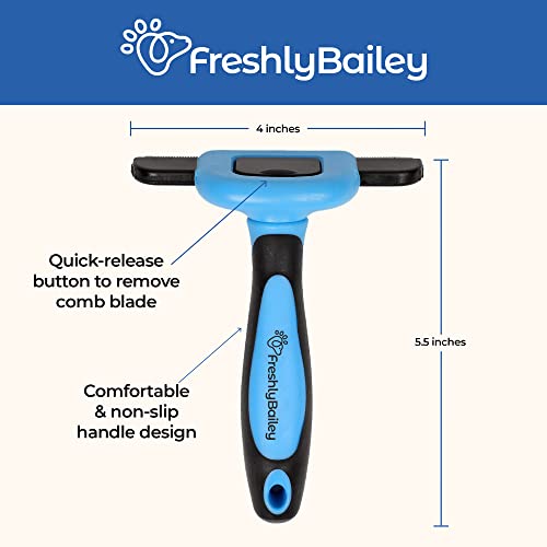 Freshly Bailey Deshedding Brush for Short Haired Dogs & Cats - Cat and Dog Brush for Shedding Short Hair - Highly Effective Deshedder Grooming Comb