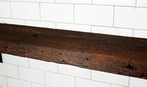 modern timber craft reclaimed wood wall shelf | easy-to-install | steel angle brackets included | rustic decoration | 2" thickness | 18" l x 10" d, early american