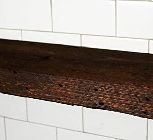 Modern Timber Craft Reclaimed Wood Wall Shelf | Easy-to-Install | Steel Angle Brackets Included | Rustic Decoration | 2" Thickness | 18" L x 10" D, Early American