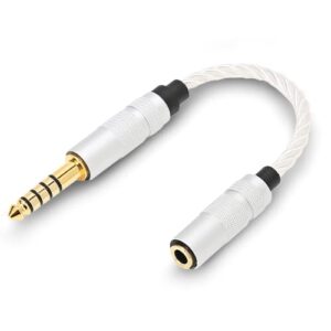 4.4mm male to 3.5mm female headphone adapter, silver plated 4.4mm balanced to 3.5mm stereo adapter cable headphone jack converter cord for nw‑zx300a nw‑wm1