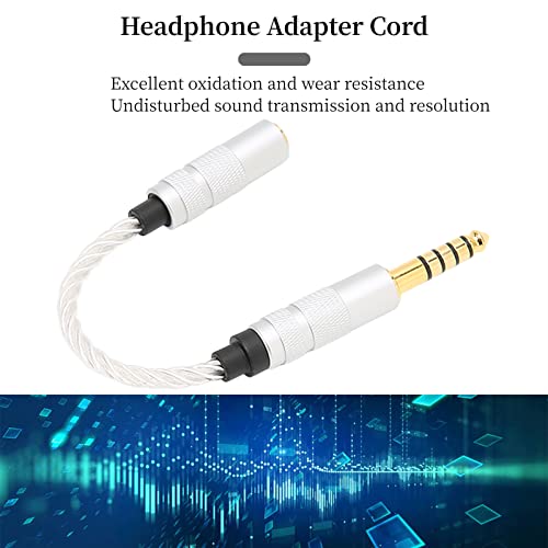 4.4mm Male to 3.5mm Female Headphone Adapter, Silver Plated 4.4mm Balanced to 3.5mm Stereo Adapter Cable Headphone Jack Converter Cord for NW‑ZX300A NW‑WM1