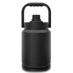 seriously ice cold sic 64 oz. insulated chug cap travel jug, premium double wall stainless steel, ultra wide lid with swing handle, leak proof, matte black