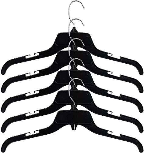Hangon Recycled Plastic with Notches Shirt Hangers, 17 Inch, Black, 100 Pack