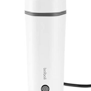 balbali Portable Electric Kettle for Travel - Small Electric Thermos/Heating Cup/Bottle - Single Size Personal Tea Maker - Quick Boiling Hot Water Boiler/Heater/Warmer - 350ml White