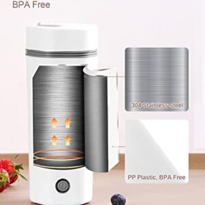 balbali Portable Electric Kettle for Travel - Small Electric Thermos/Heating Cup/Bottle - Single Size Personal Tea Maker - Quick Boiling Hot Water Boiler/Heater/Warmer - 350ml White