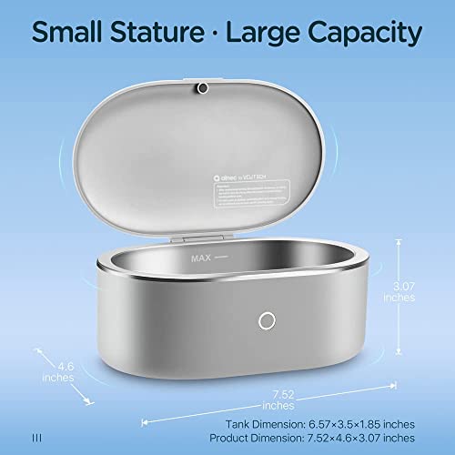 Ultrasonic Jewelry Cleaner Portable and Low Noise Ultrasonic Machine for Jewelry, Ring, Silver, Retainer, Eyeglass, Watch Bands, Coins, 500ML, 45KHz Ultrasound Cleaner Machine by VCUTECH (Light Grey)