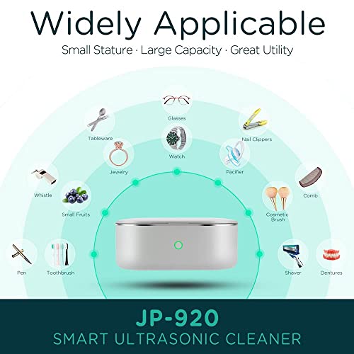 Ultrasonic Jewelry Cleaner Portable and Low Noise Ultrasonic Machine for Jewelry, Ring, Silver, Retainer, Eyeglass, Watch Bands, Coins, 500ML, 45KHz Ultrasound Cleaner Machine by VCUTECH (Light Grey)