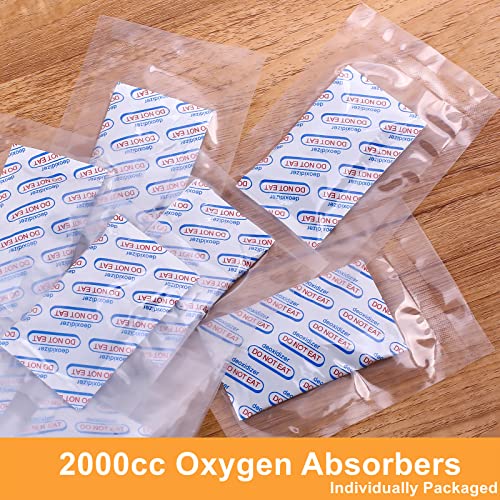 Ztalee 15 Pack 5 Gallon Mylar Bags (9.4 Mil) and 15x 2000cc Oxygen Absorbers, Vacuum Resealable Ziplock Mylar Aluminum Foil Bags, Oxygen Absorbers Packets for Long Term Food Storage