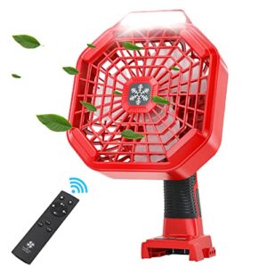 waxpar 3 in 1 camping fan with led lantern, usb portable cordless fan powered by milwaukee m18 14.4-20v lithium-ion battery, 3 speed battery operated fan personal handheld fan with remote table fan