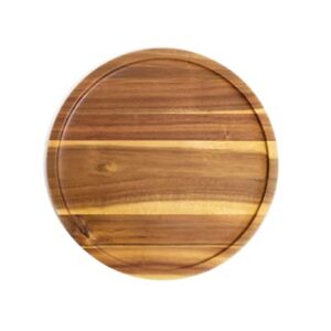 Lipper International 1255 Acacia Round Serving Tray with Groove for Snacks and Meals, 15"