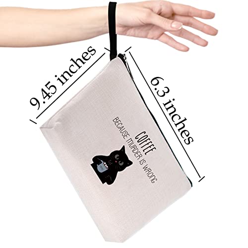 Coffee Lovers Gifts for Her, Funny Coffeemaker Coffee Lover Gift Idea Barista Makeup Bag, Mother’s Day Christmas Birthdays Graduation Gifts for Coffee Women, Black Cat Gift Because M is Wrong