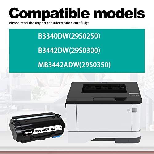 (2 Pack, Black) Compatible B3340 B341000 Toner Cartridge Replacement for Lexmark B3442dw B3340dw MB3442adw Printer Toner Cartridge, by Sold XENONK