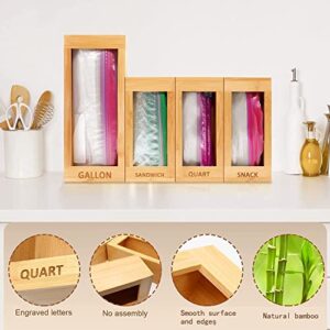 Bag Storage Organizer for Kitchen Drawer, Bambo Food Storage Bags Organizer Holder, Compatible with Quart, Sandwich and Ziplock Gallon, Snack Variety Size Bag (4 Pack)