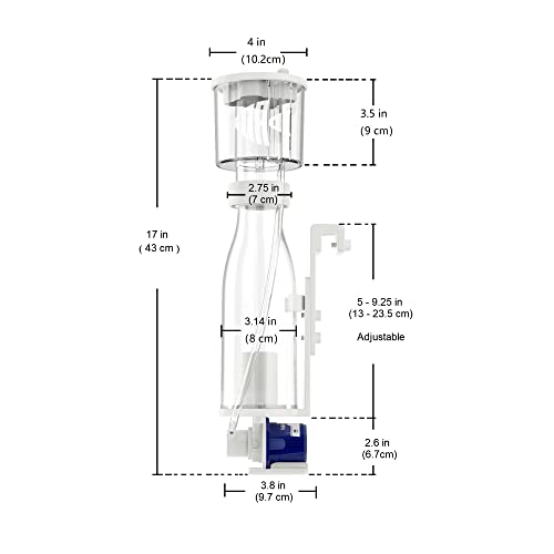 Protein Skimmers for Saltwater Aquariums, Hang On Protein Skimmer for Fish Tanks up to 80 Gallons, DC Pinwheel Pump with Controller, Not for Rimmed Tank