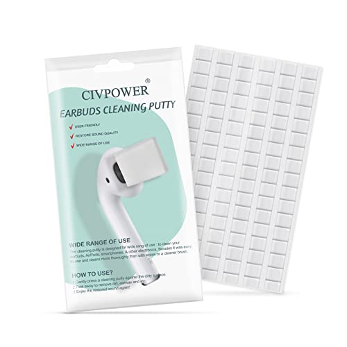 CIVPOWER Cleaner Kit for Airpods 1/2/3/Pro, Airpod Cleaning Kit Remove Ear Wax, Earbud Cleaning Putty for Bluetooth Headphones, Earphone, Charging Case, Phone, Camera, Keyboard, Hearing Aids (96 Pcs)