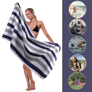 FYY Beach Towel, Microfiber Beach Towel 60" x 30", Super Absorbent, Quick Dry, Sand Free Thick Pool Towel for Swimming, Beach, Travel, Camping, Ideal Gift for Women Men, Mom Dad, Kids, Friend Stripe