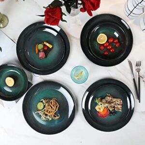 Melamine Dinnerware Set, 12pcs Plates and Bowls Set,Service for 4, Dishwasher Safe,Indoor Outdoor use (Green)