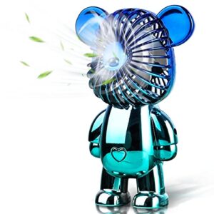 ujay portable fan,mini cute bear desk fan small quiet,3-speed adjustable usb powered fan,electroplating cute shape sesign,ultra-quiet,strong wind,suitable for office,bedroom,shopping