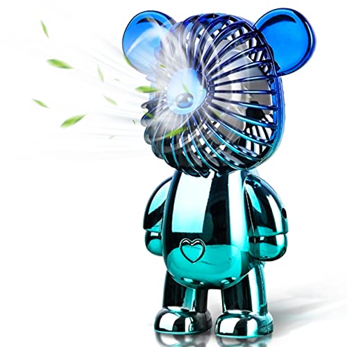 UJAY Portable Fan,Mini Cute Bear Desk Fan Small Quiet,3-Speed Adjustable Usb Powered Fan,Electroplating Cute Shape Sesign,Ultra-quiet,Strong Wind,Suitable for Office,Bedroom,Shopping