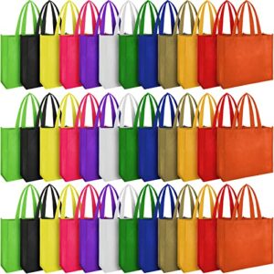 36 pack reusable gift bags multicolor tote bags with handles foldable non woven tote bags fabric cloth treat bags for shopping gifts groceries birthdays party supermarket event