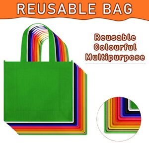 36 Pack Reusable Gift Bags Multicolor Tote Bags with Handles Foldable Non Woven Tote Bags Fabric Cloth Treat Bags for Shopping Gifts Groceries Birthdays Party Supermarket Event