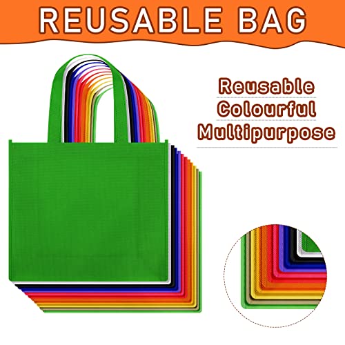 36 Pack Reusable Gift Bags Multicolor Tote Bags with Handles Foldable Non Woven Tote Bags Fabric Cloth Treat Bags for Shopping Gifts Groceries Birthdays Party Supermarket Event