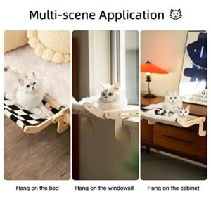 MEWOOFUN Sturdy Cat Window Perch Cat Hammock for Window Cat Window Seat Bed with Reversible Mat No Suction No Drilling Cat Perches Holds Up to 40lbs (Beige)