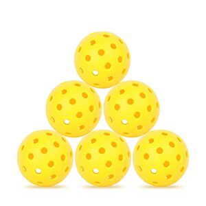 ejeas pickleball balls | 40 holes outdoor pickleballs | 6 pack high elasticity pure yellow pickleball accessories set
