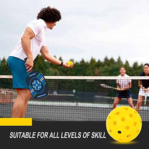 EJEAS Pickleball Balls | 40 Holes Outdoor Pickleballs | 6 Pack High Elasticity Pure Yellow Pickleball Accessories Set