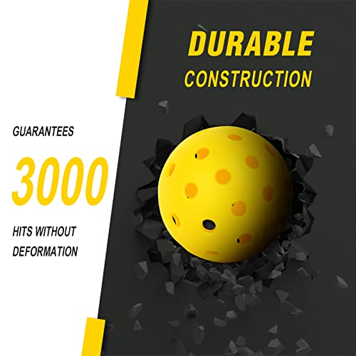 EJEAS Pickleball Balls | 40 Holes Outdoor Pickleballs | 6 Pack High Elasticity Pure Yellow Pickleball Accessories Set